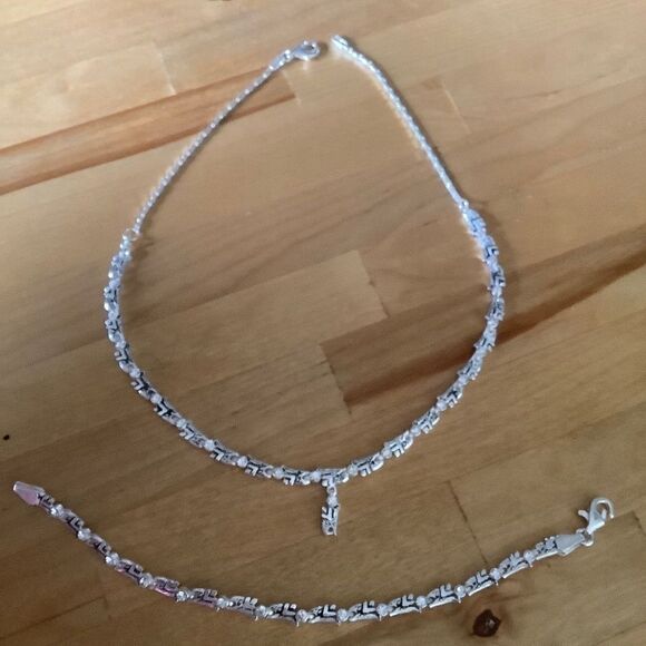 𝅺sterling SILVER 925 WHITE ZIRCON NECKLACE/BRACELET WOMAN SET​ - Picture 13 of 14